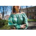 Boho Style Ukrainian Embroidered Maxi Dress Bluegreen with Green/White Embroidery